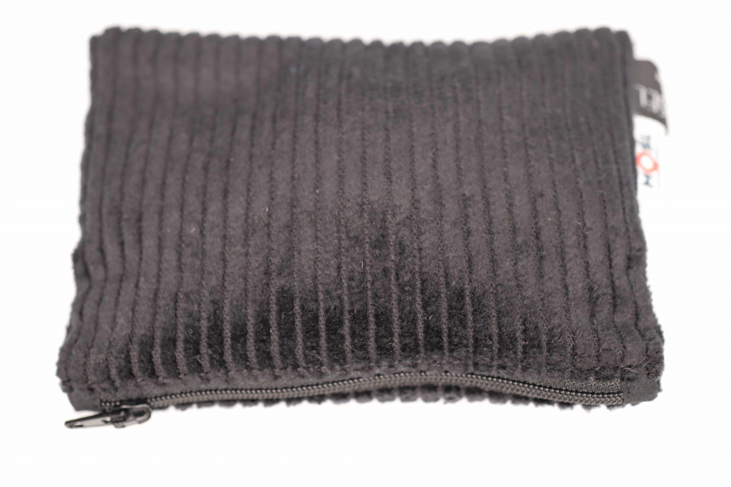 Porte-monnaie noir en velours côtelé doté d’un nœud noir et de pois blancs – Image 5