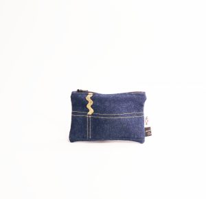 Denim coin purse with gold band