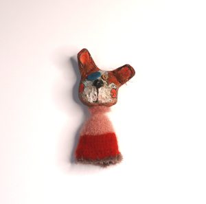 Fanciful Bunny magnet  in papier mâché