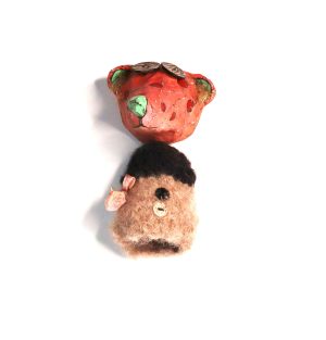 Fanciful dog magnet  in papier mâché